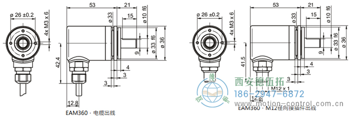 EAM360-S - SSI磁式絕對(duì)值重載編碼器外形及安裝尺寸(實(shí)心軸，帶同步法蘭) - 西安德伍拓自動(dòng)化傳動(dòng)系統(tǒng)有限公司