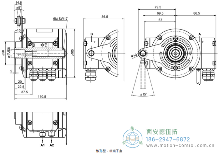 HMG10-B - CANopen®絕對(duì)值重載編碼器外形及安裝尺寸(盲孔型或錐孔型) - 西安德伍拓自動(dòng)化傳動(dòng)系統(tǒng)有限公司