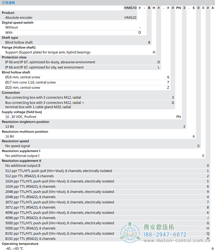 HMG10-B - PROFINET絕對(duì)值重載編碼器訂貨選型參考(盲孔型或錐孔型) - 西安德伍拓自動(dòng)化傳動(dòng)系統(tǒng)有限公司