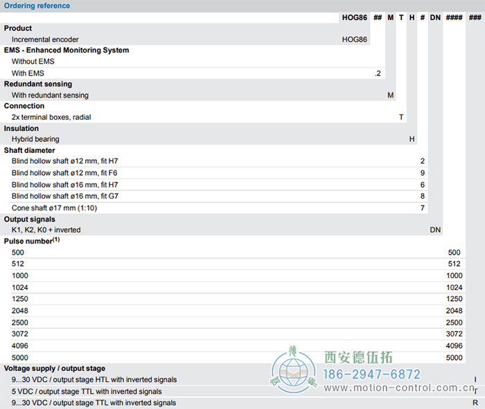 HOG86M增量重載編碼器訂貨選型參考 - 西安德伍拓自動(dòng)化傳動(dòng)系統(tǒng)有限公司