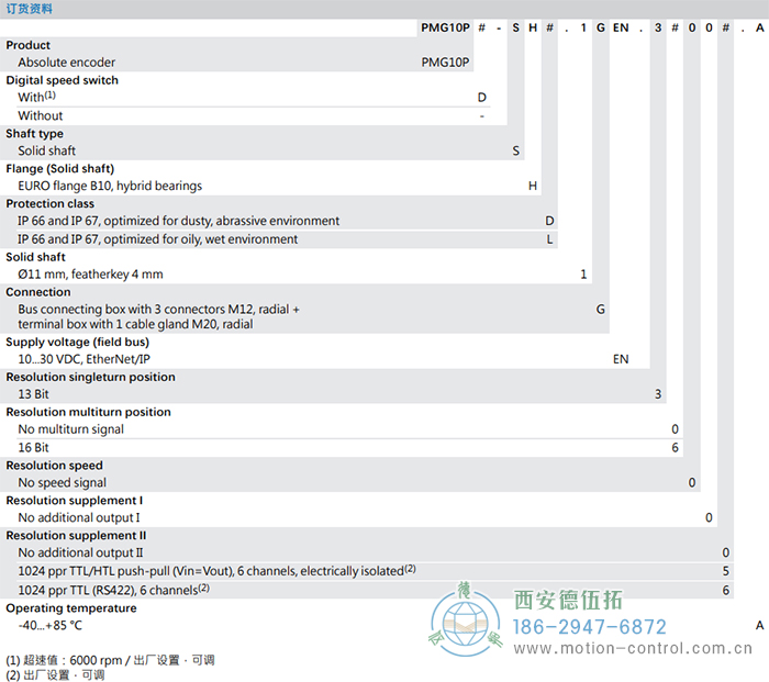 PMG10P - EtherNet/IP絕對(duì)值重載編碼器訂貨選型參考(實(shí)心軸) - 西安德伍拓自動(dòng)化傳動(dòng)系統(tǒng)有限公司