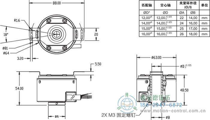 RI64空心軸標(biāo)準(zhǔn)光電增量編碼器外形及安裝尺寸 - 西安德伍拓自動(dòng)化傳動(dòng)系統(tǒng)有限公司